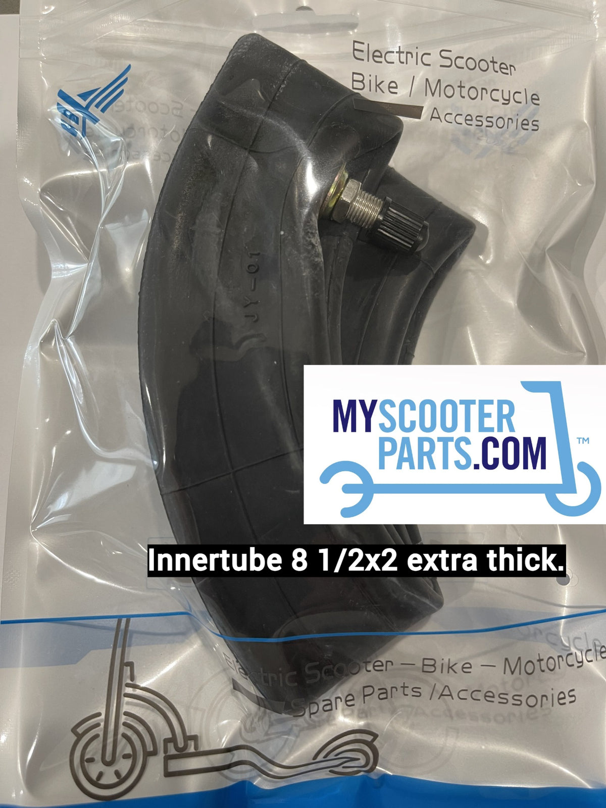 8 1/2 x 2 Electric Scooter Inner Tube – Straight Valve, Reinforced Stem, Steel Washer, Superior Thickness