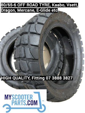 80/65-6 off-road tire compatible with Mercane G2 Kaabo, VSETT, and E-Glide electric scooters