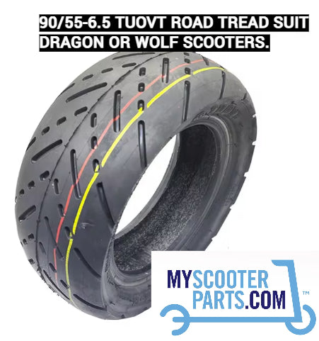  Tuovt 90/55-6.5 tubeless tyre, suitable for Dragon Kaabo electric scooter models with 6.5-inch rims."