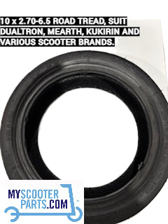 Road tread 10x2.70-6.5 tyre compatible with Dualtron and other electric scooters."

