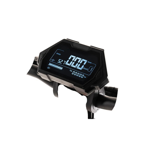 G3 Pro LCD dash display assembly with blue throttle plug. Compatible with Mercane G3 Pro, Veloz GT, Kugoo, Kukirin (All G Series), and also Veloz GT Kukirin G2 Pro/Max, Kugoo G2 Pro/Max. Features input voltage range of 48V-72V, 52V