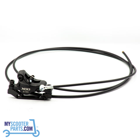 Genuine XOD Brake Caliper with Long Hose for E-Bike and Electric Scooter – Durable Aluminum Construction, Designed for Optimal Braking Performance, Black Color.”