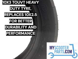 Side view of TOUVT 10x3 tyre upgrade for electric scooters